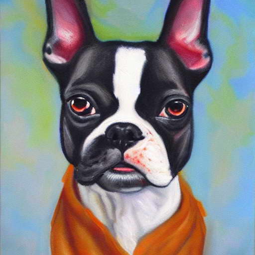 Boston Terrier Oil Painting